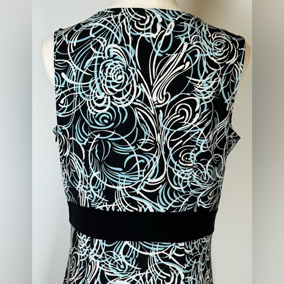 Ann Taylor LOFT Sleeveless Sheath Dress Abstract Blue Black Women’s Size 6 - Picture 5 of 9